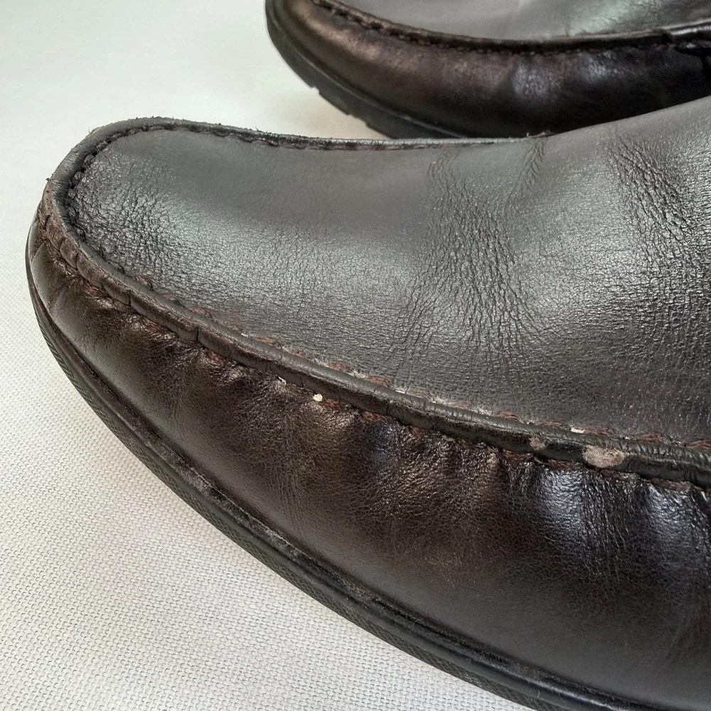 ECCO Leather Dallas Moc Mens Slip on Driving Loafer Dark Brown EU 44